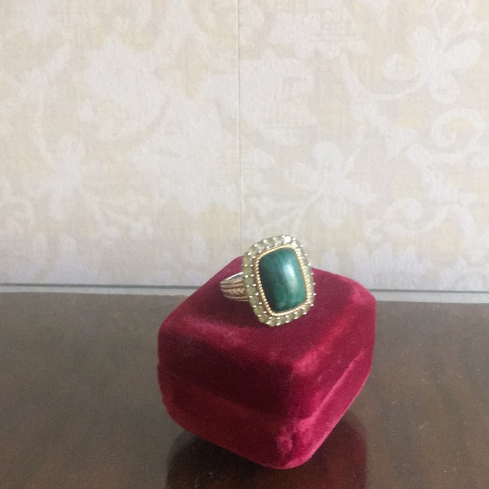 Ring with green natural stone
